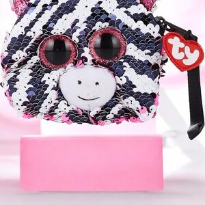 Ty Black and White Sequin Clutch